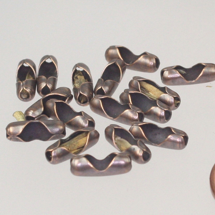 Antique Copper Chain Bulk, 50 ft. spool of ROUND BALL chain - 2.4mm ball size - w/ FREE 50pcs Connectors (Insert) - 24BALL