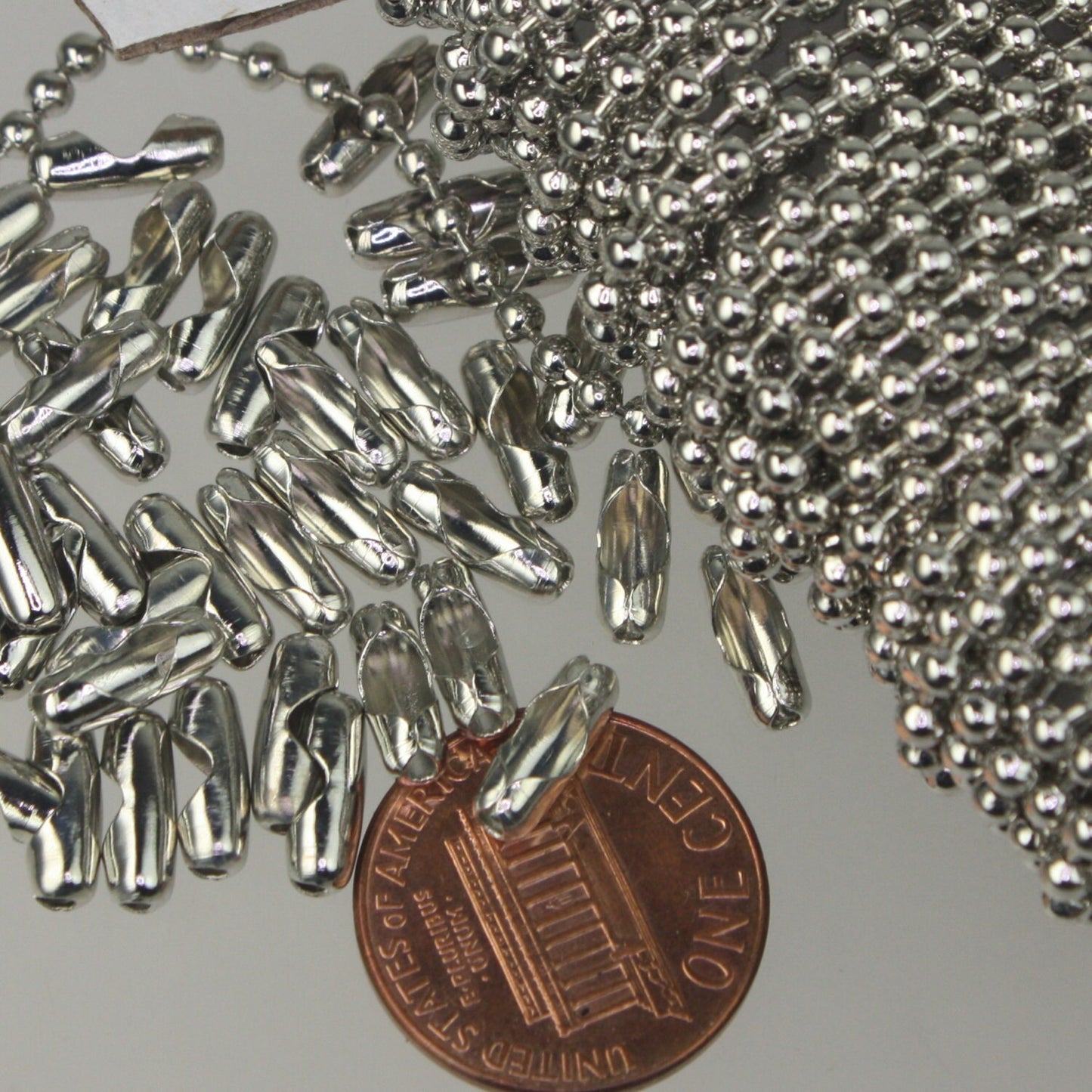 Rhodium Chain Ball Bulk Chain, 32 ft. of ROUND BALL chain - 2.0mm/2.4mm ball size - w/ FREE 20 pcs Connectors (Insert) - 24BALL