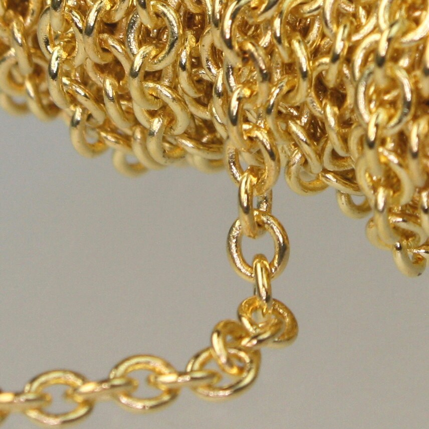 32 ft. of Gold Plated SOLDERED Thick Fancy Cable Chain - 3x3.5mm 21G Thickness Wire SOLDERED Link - 335S