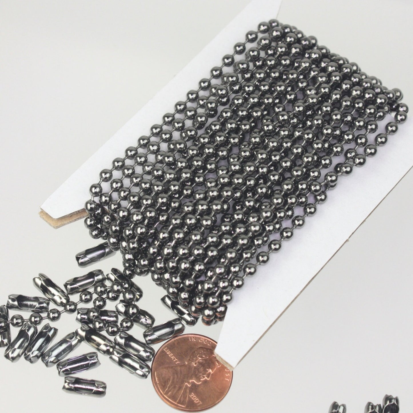 32 ft spool of Gunmetal BIG ball chain - 3.2mm with 10 connector(Insert) - 32BALL