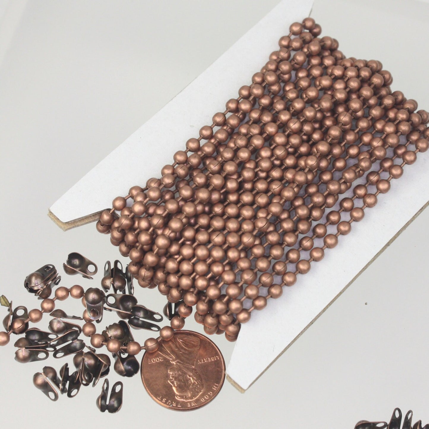 32 ft spool of Antique Copper plated BIG ball chain - 3.2mm with 10 connector(Crimp) - 32BALL