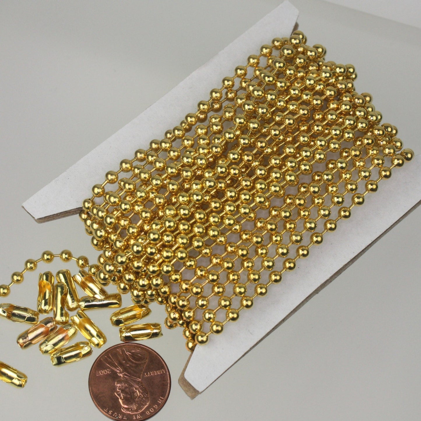 10 ft spool of Gold plated BIG ball chain - 3.2mm with 5 connector(Insert) - 32BALL