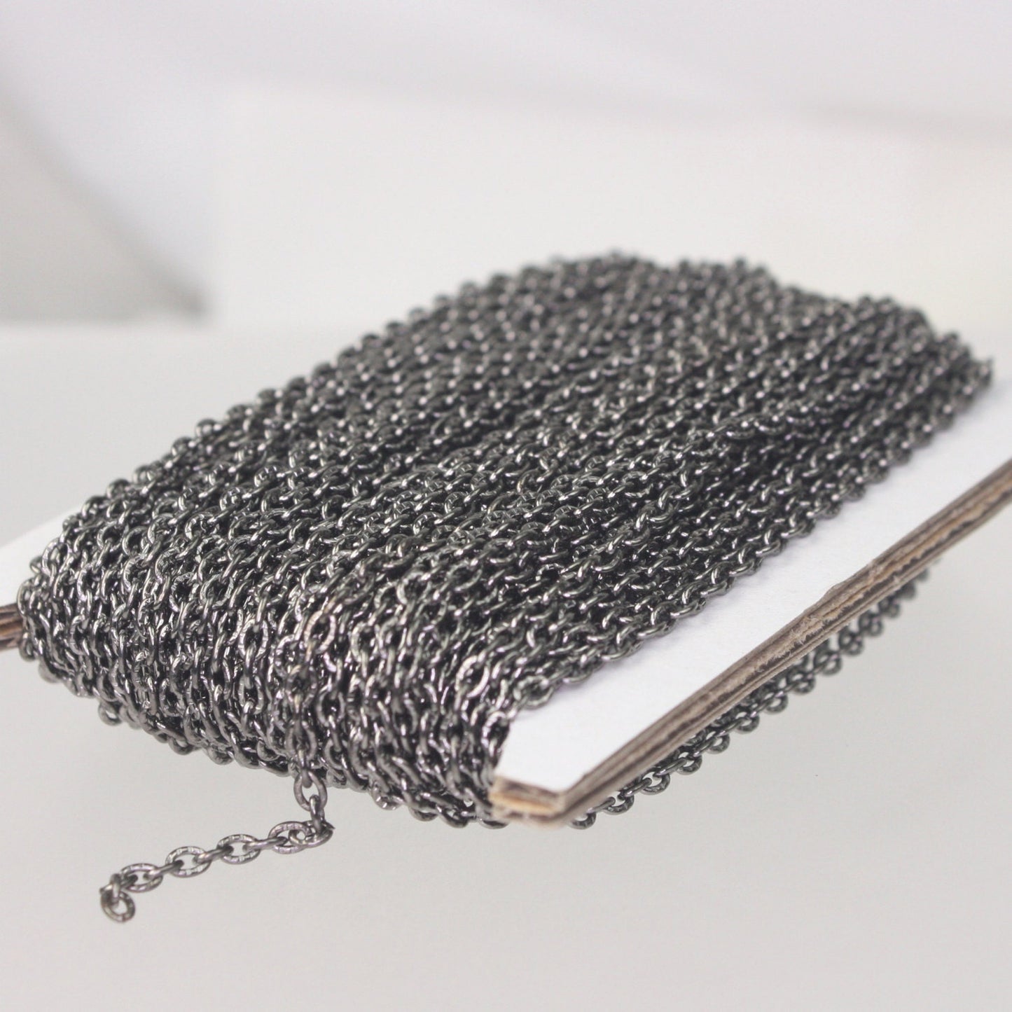 Gunmetal Texture Chain Bulk, 50 ft. of Flat Texture Oval Chunky Cable Chain - 3x2mm Unsoldered - 32TEX