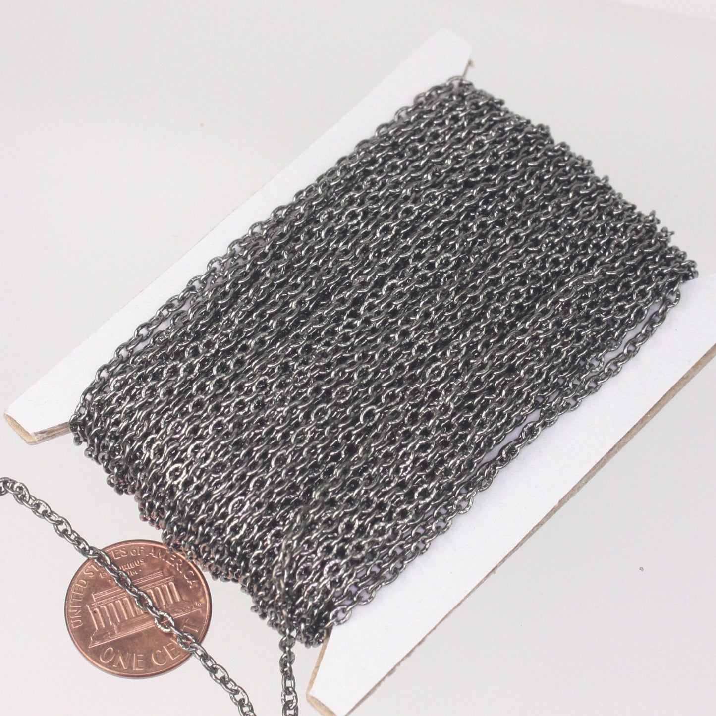 Gunmetal Texture Chain Bulk, 50 ft. of Flat Texture Oval Chunky Cable Chain - 3x2mm Unsoldered - 32TEX