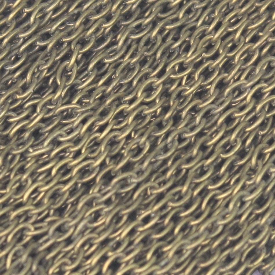 Antique Brass Chain, 50 ft spool of VINTAGE Antique Bronze Oval Round cable chain - 3x2.2mm unsoldered link - 322CA