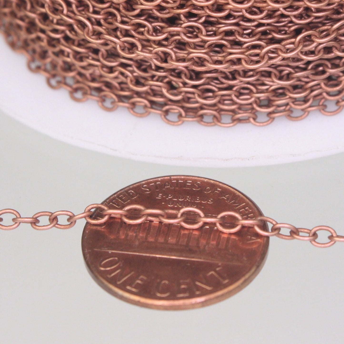 32 ft of Antique Copper (red copper) Plated Round SOLDERED Cable Chain - 2.6x2.1mm SOLDERED Link - 2621S