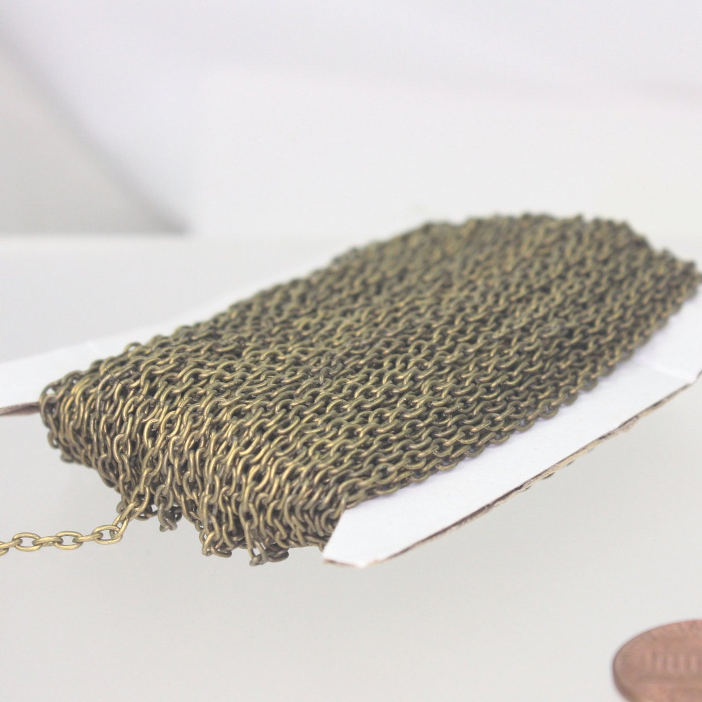 Antique Brass Chain, 50 ft spool of VINTAGE Antique Bronze Oval Round cable chain - 3x2.2mm unsoldered link - 322CA
