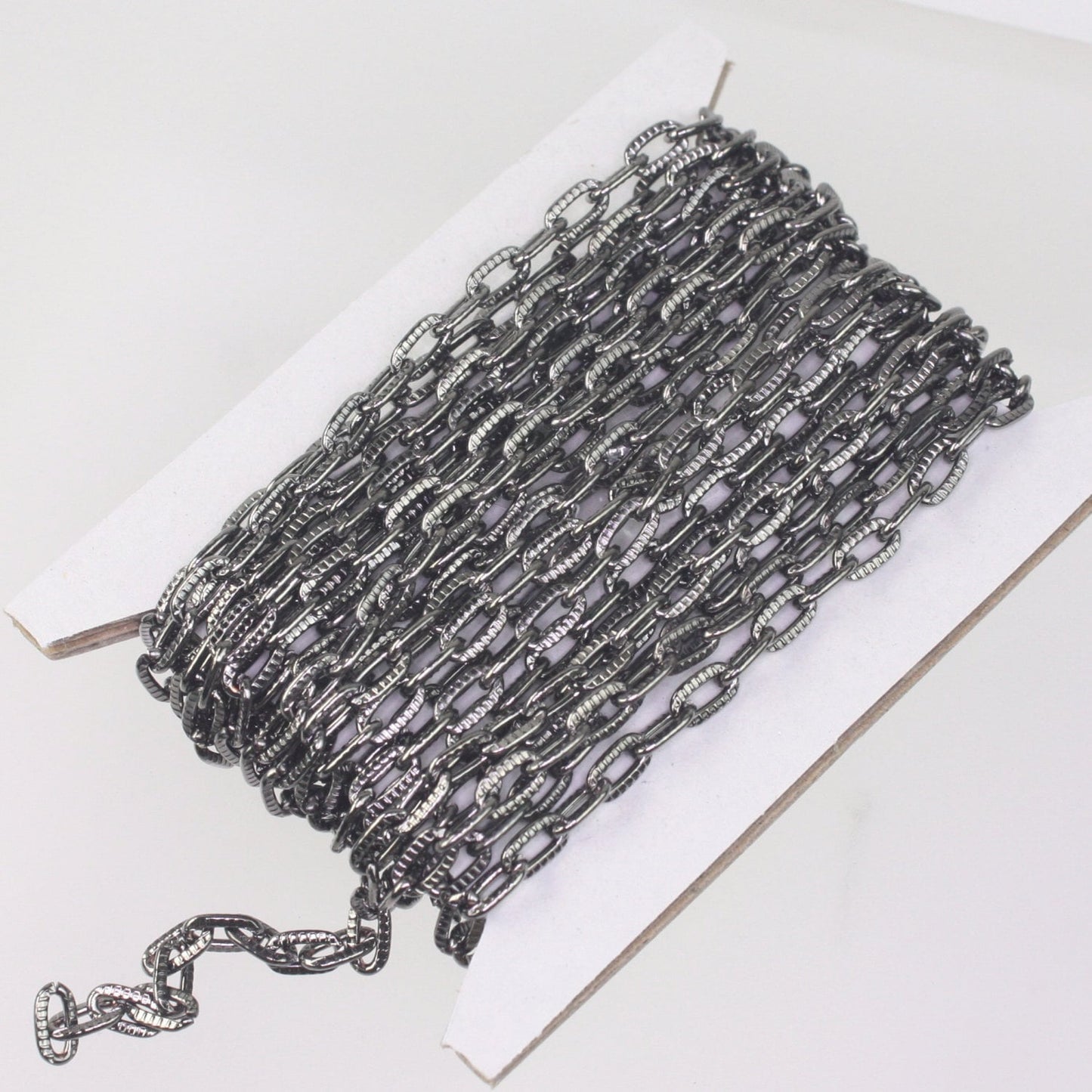 10 ft. of Gunmetal Textured Oval Round Cable Chain - 7.2x4.2mm Unsoldered Link - 7242TX