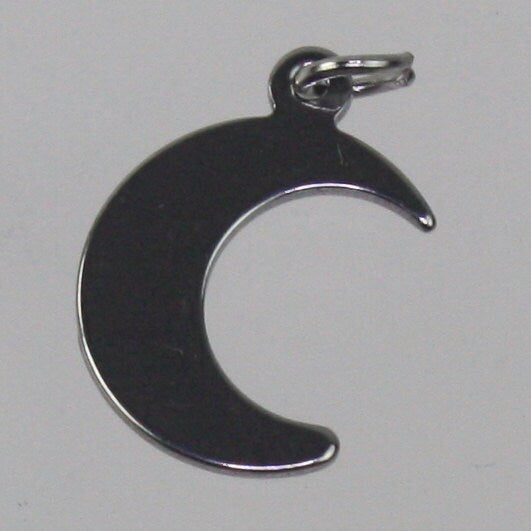 10 Stainless Steel Moon Tags Charms - Blank Stamping Metal Flat Discs Tags with Jump Rings - 16x12mm 18gauge 18G (1.0mm Thickness)