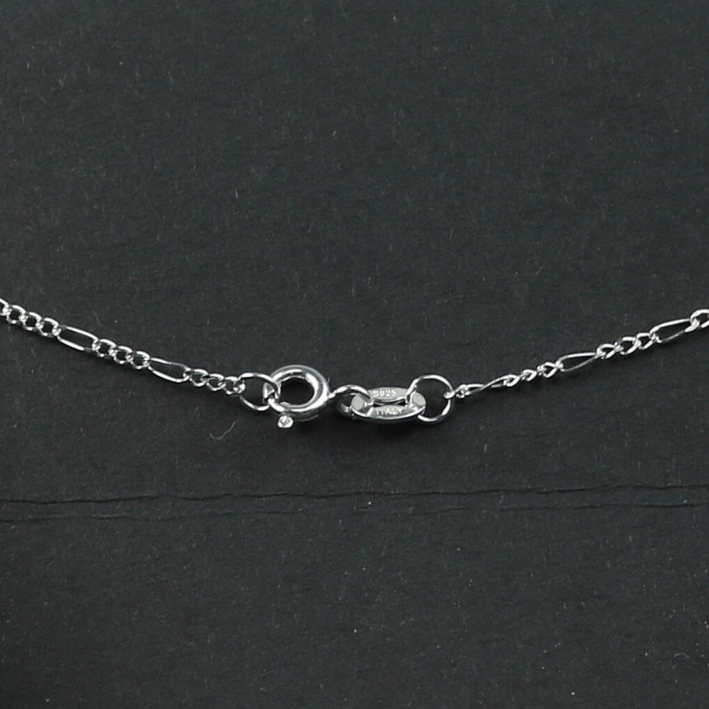 Sterling Silver Necklace Chain - 16 inch - Figaro Chain (3 and 1) Long and Short Silver Necklace Chain - Bulk - made in Italy