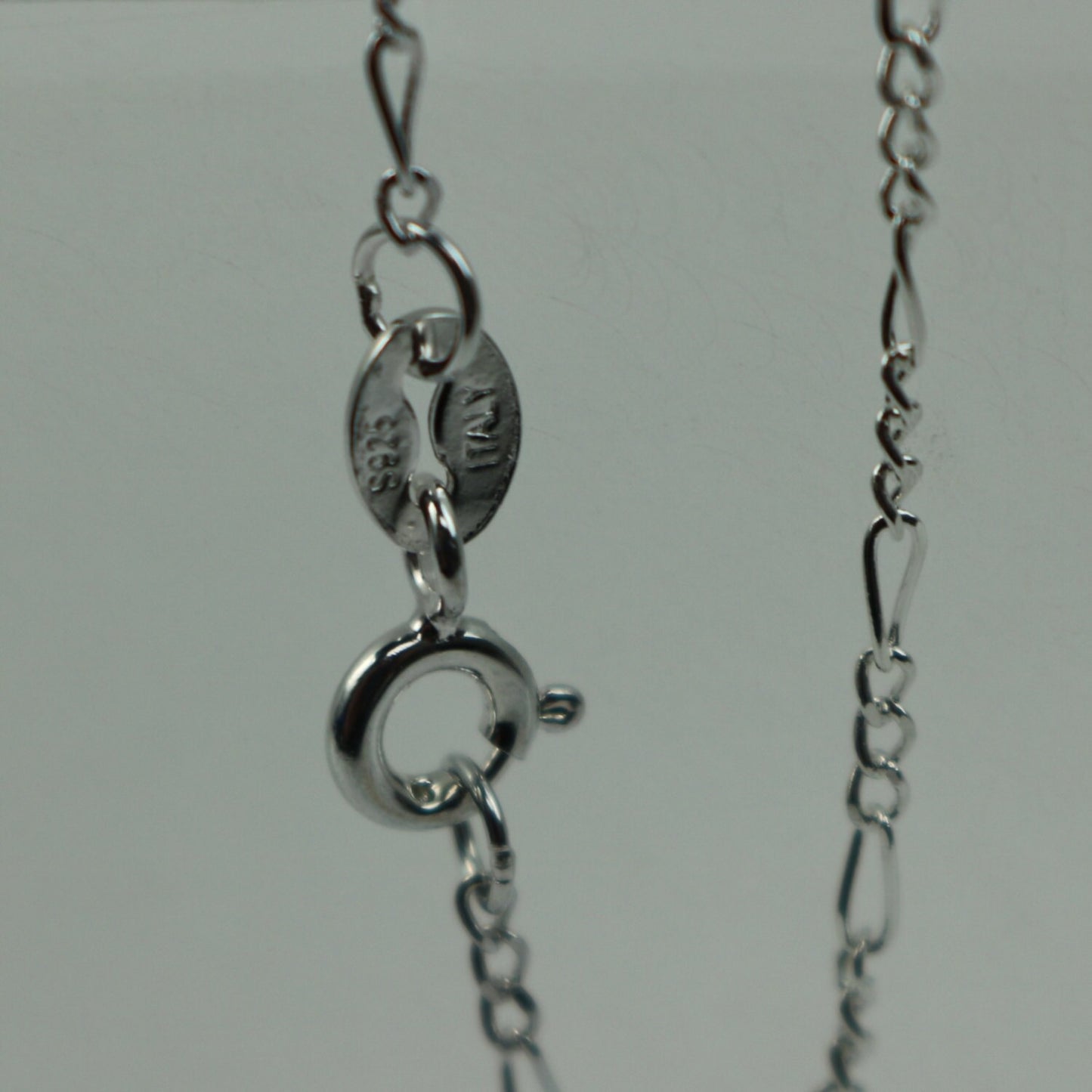 Sterling Silver Necklace Chain - 16 inch - Figaro Chain (3 and 1) Long and Short Silver Necklace Chain - Bulk - made in Italy
