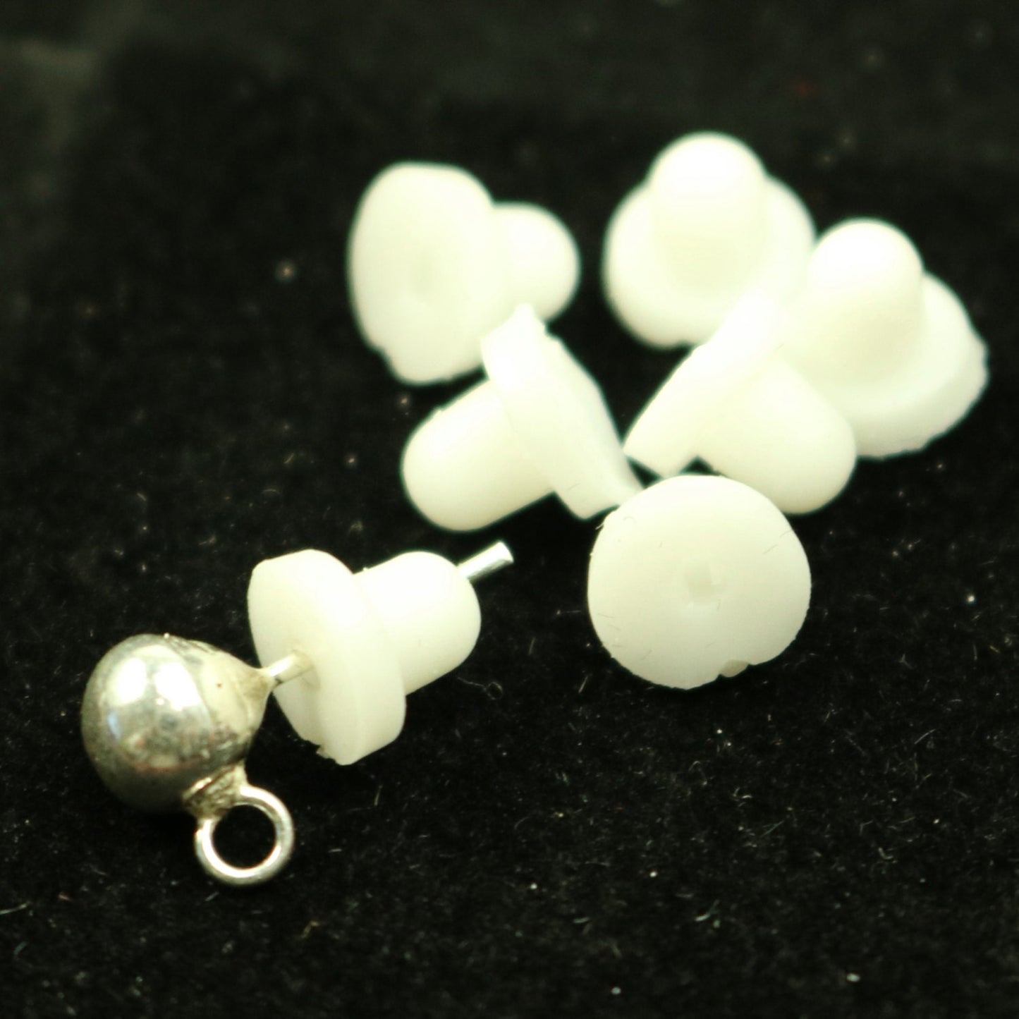 2 Sterling SILVER 5.3mm Ball Earring Post Earwires - 14.2mm Post Thickness 21Gauge 0.7mm - with Silicon Earring Back - ss747