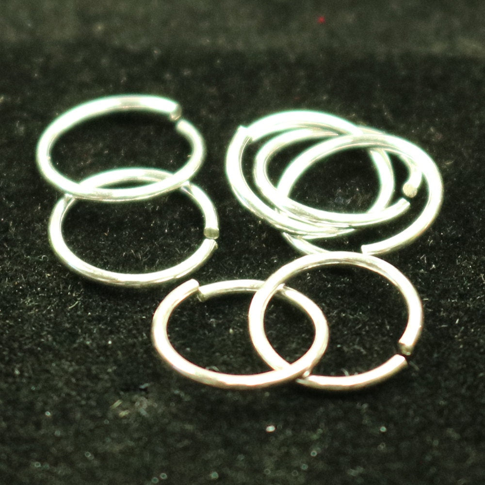 10 Silver Open Jump Rings - 8mm 20Gauge 20G 0.8mm - Sterling Silver Open Jumprings