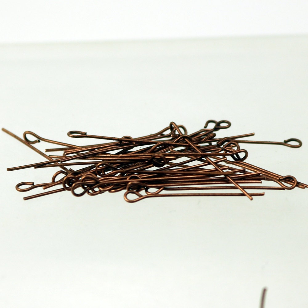 Bulk/FingerPick 300 Pcs Antiqued Copper Eyepins Eye Pins Headpins - 1 inch (25mm) 22 Gauge 22G - 9PIN-22G-25