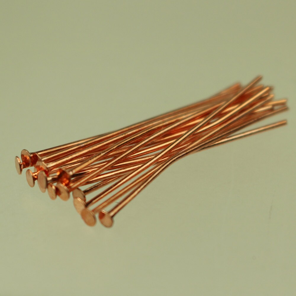 Bulk/FingerPick 300 pcs of Copper Flat headpin - 1 inch 26mm 22Gauge - TPIN-22G-25