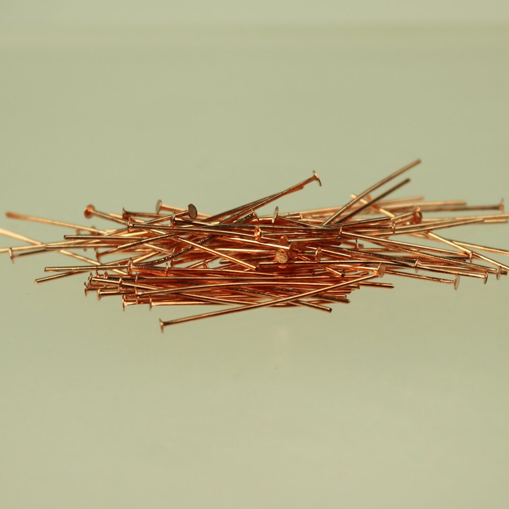Bulk/FingerPick 300 pcs of Copper Flat headpin - 1 inch 26mm 22Gauge - TPIN-22G-25