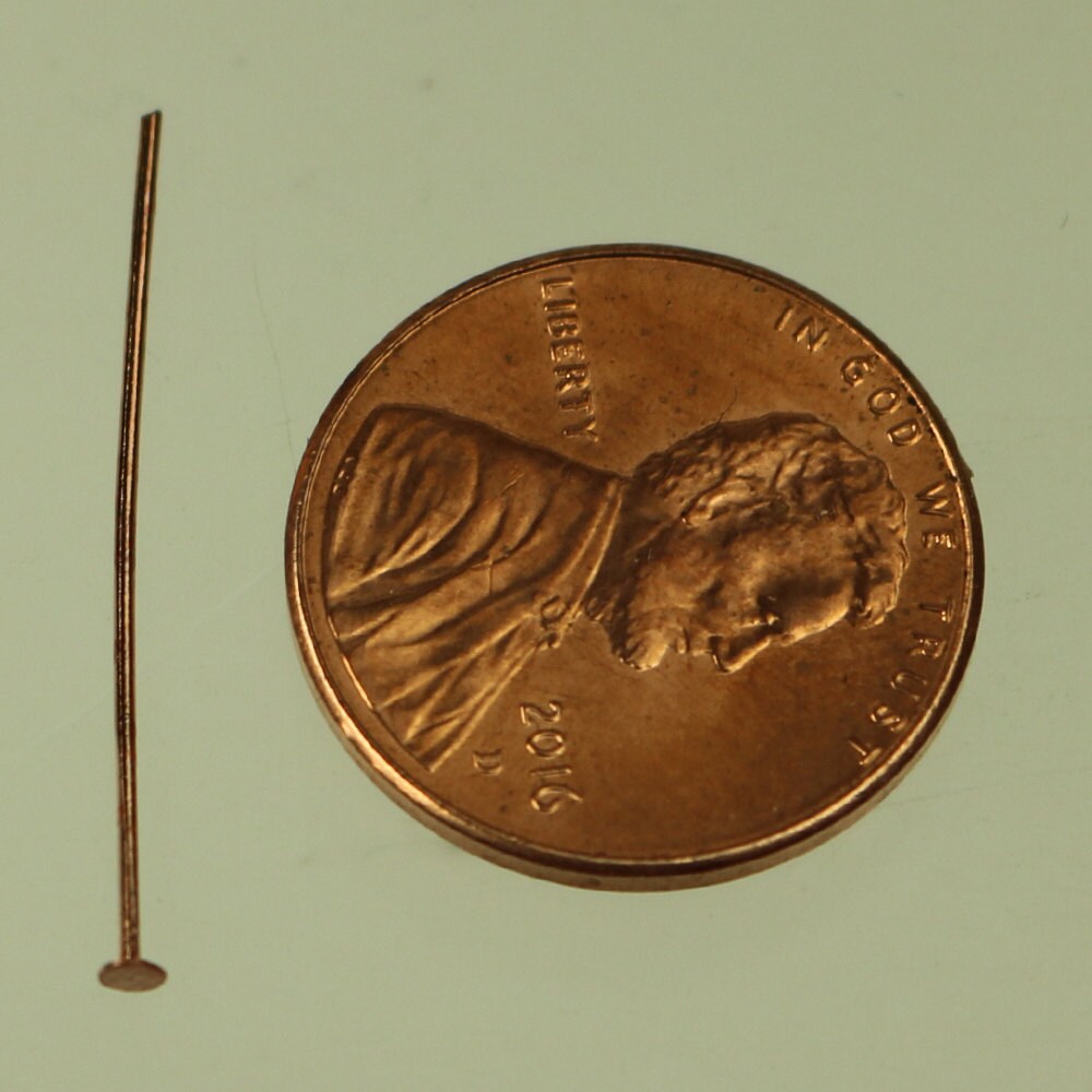 Bulk/FingerPick 300 pcs of Copper Flat headpin - 1 inch 26mm 22Gauge - TPIN-22G-25
