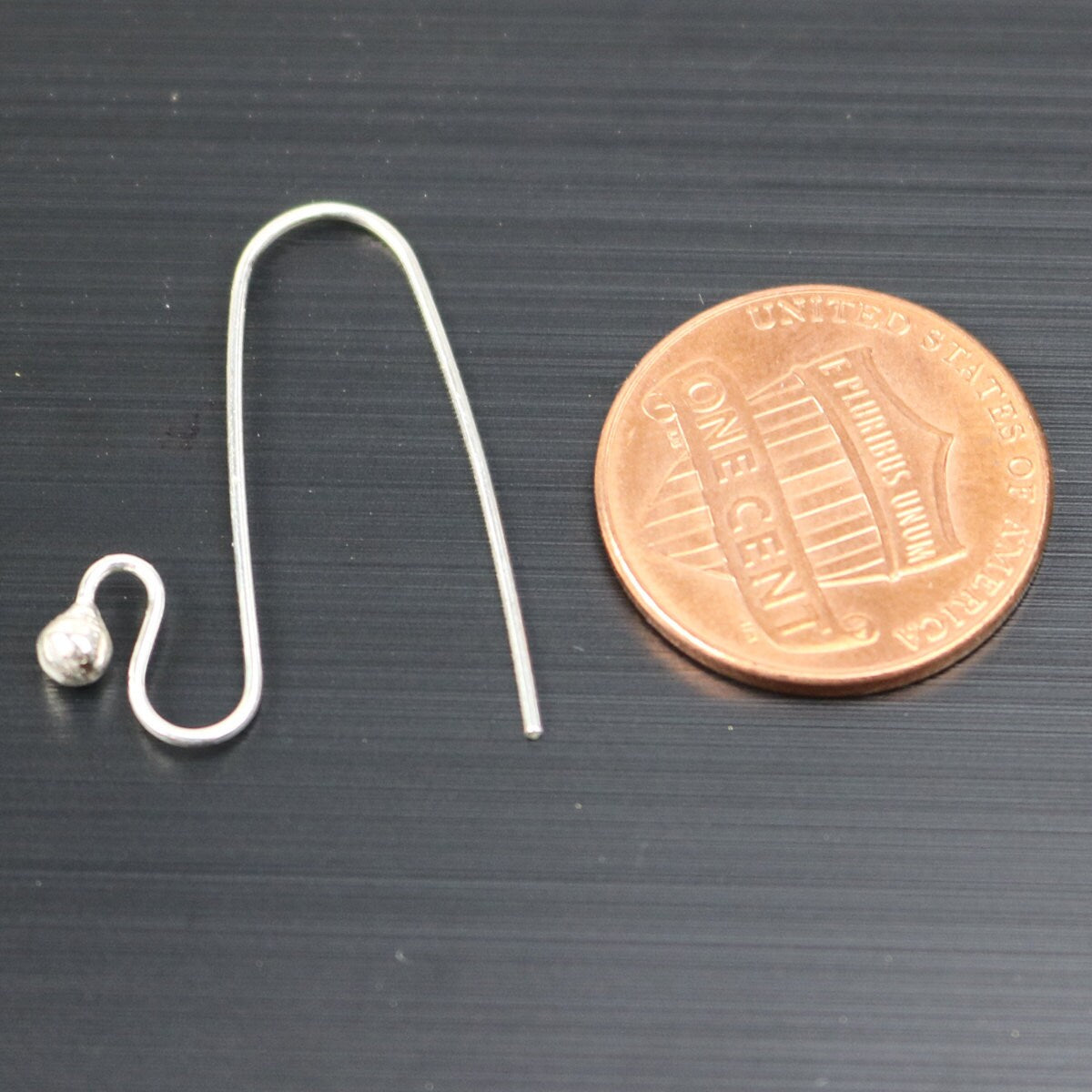 2 Sterling SILVER Big Ball Ear Wires Earrings hooks Earwires - 28x18mm 3mm Ball 21Gauge 0.7mm Wire - 1 Pair Fish hook ear wire - ss796