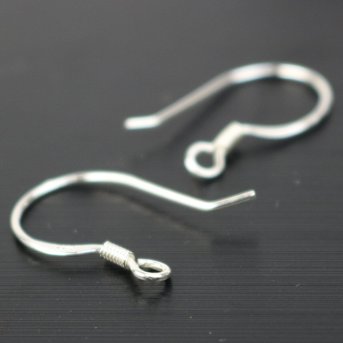 10 Sterling SILVER Ear Wires French Spring Hook Earrings Earwires - 14x18mm 21Gauge 0.7mm Wire - 5 Pair Fish hook ear wire - ss794
