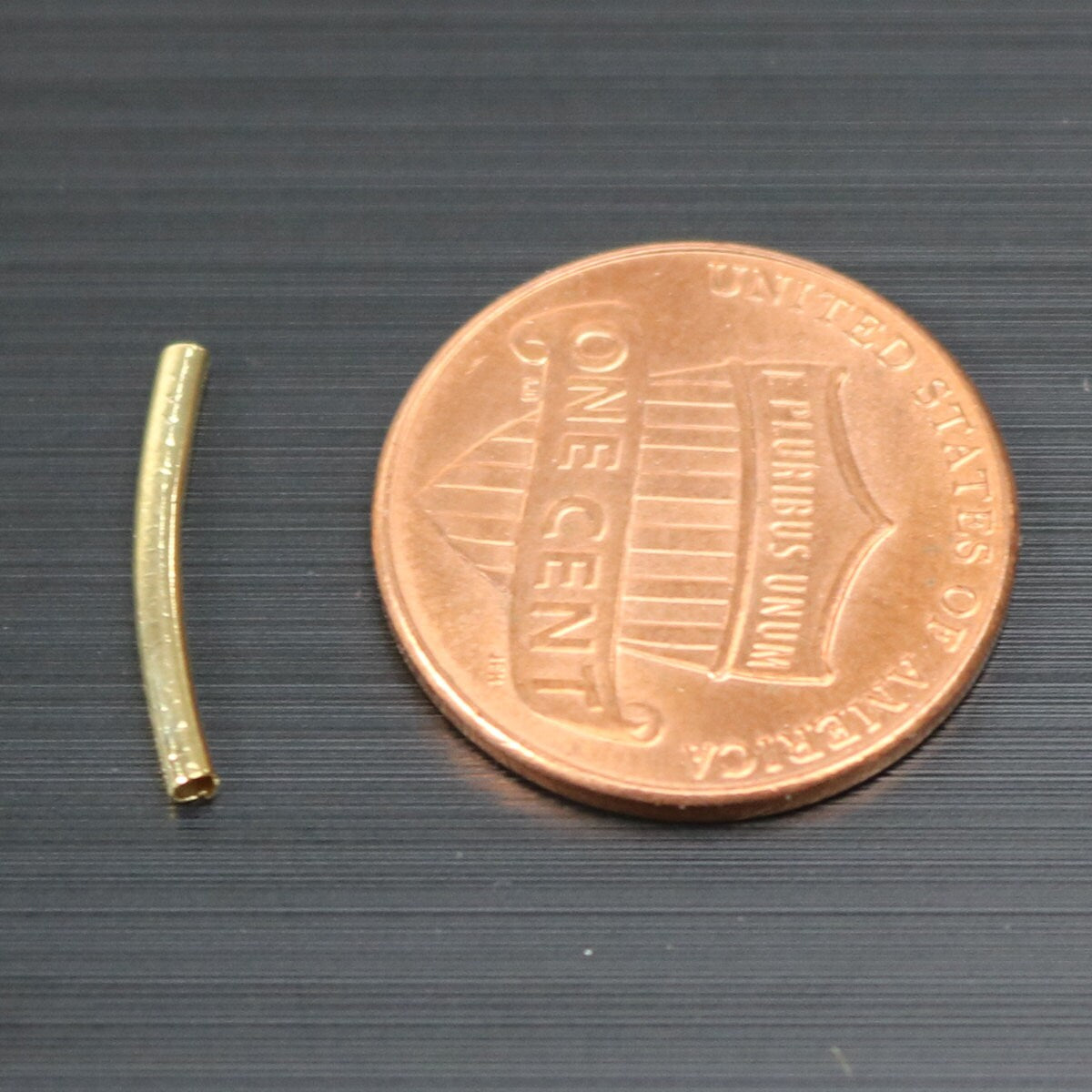 100 pcs Gold Plated Curved Tube Spacer Beads Findings - 16x1.5mm - USA Seller