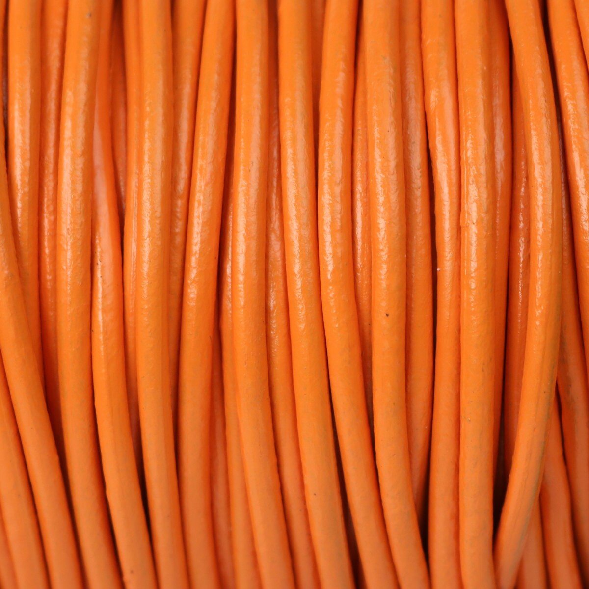 5 feet Orange Leather Cord - 3mm Genuine Leather Round Cord - USA Seller