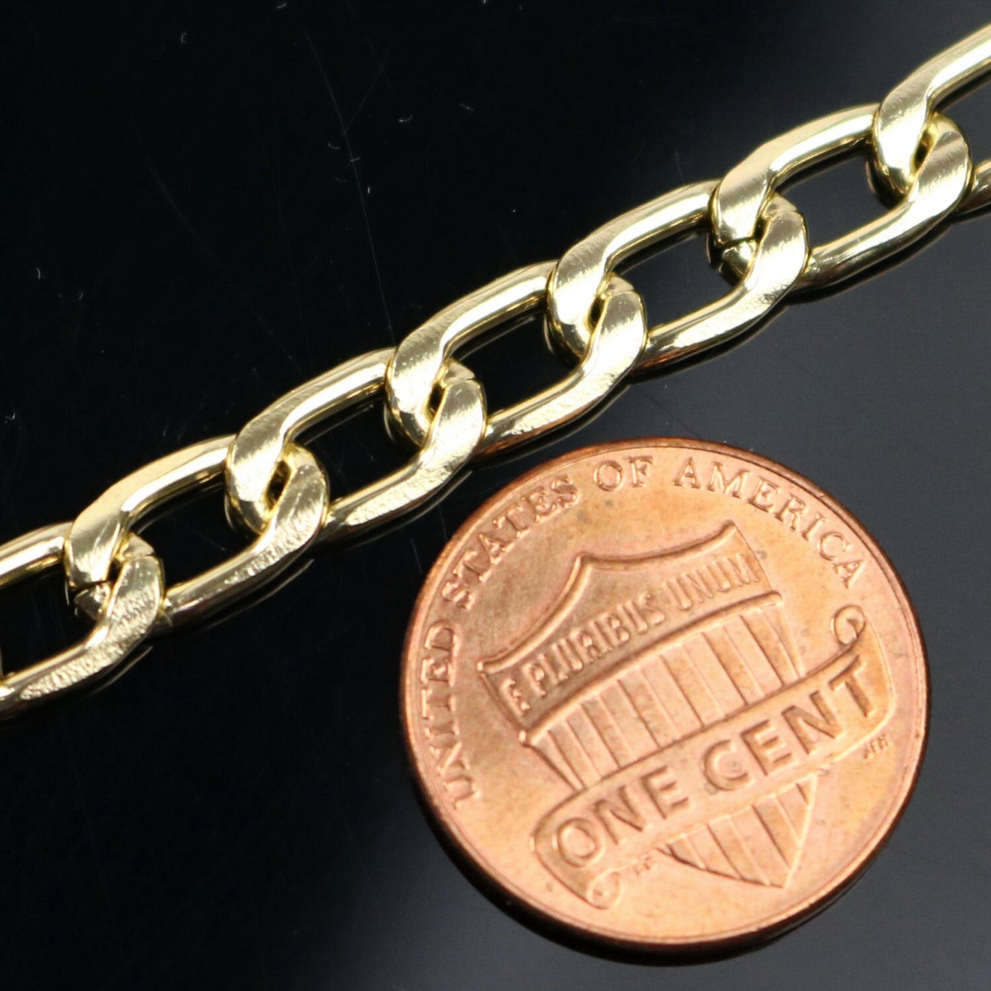 10 ft of Aluminum Facet Curb Chain - Gold TARNISH Resistant Tarnish FREE Anti Tarnished Gold Finished - 11x6mm 1.7mm thickness - A052