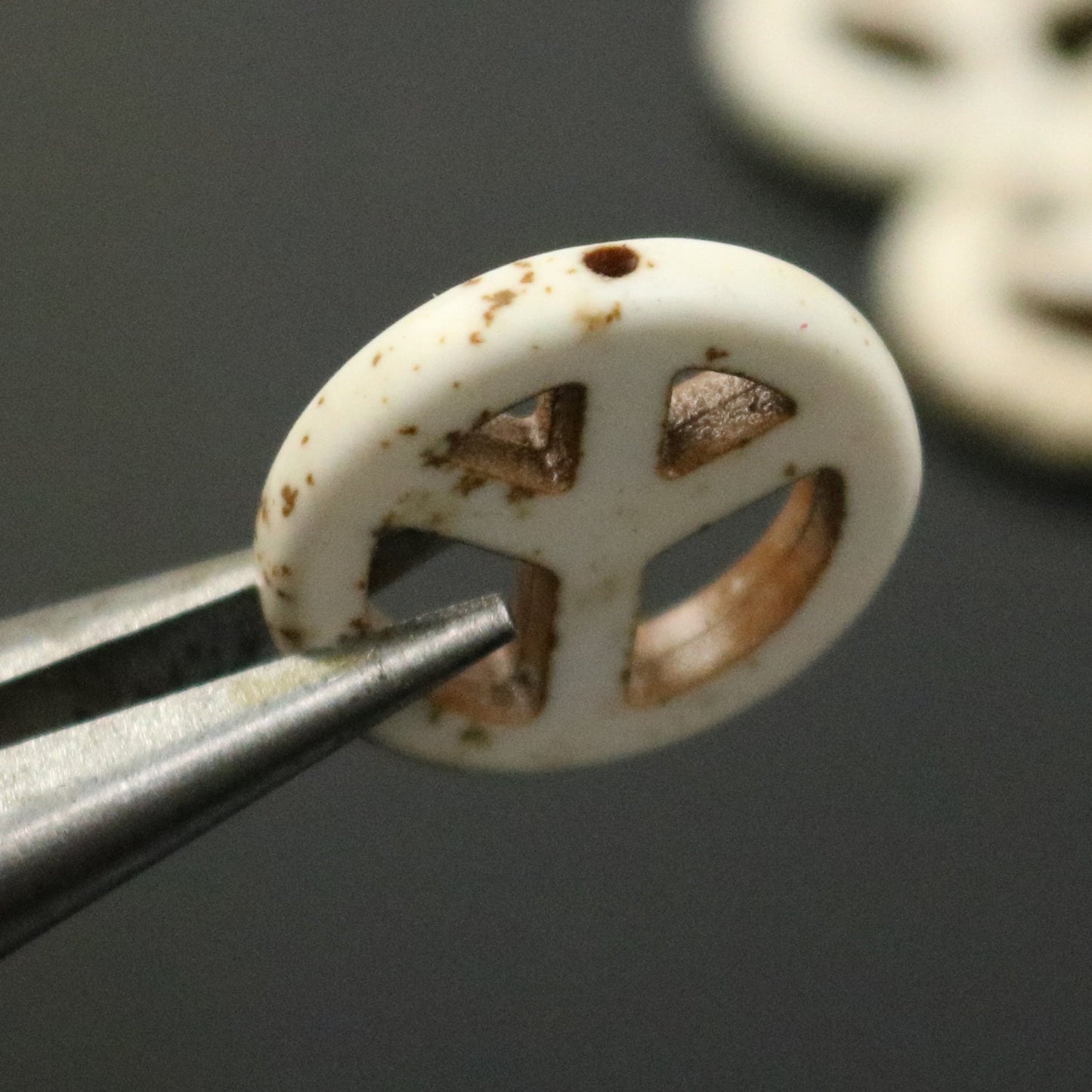 20pcs Howlite Turquoise LARGE Peace Sign Beads Ivory - 20mm 4mm thickness - Ship from California USA