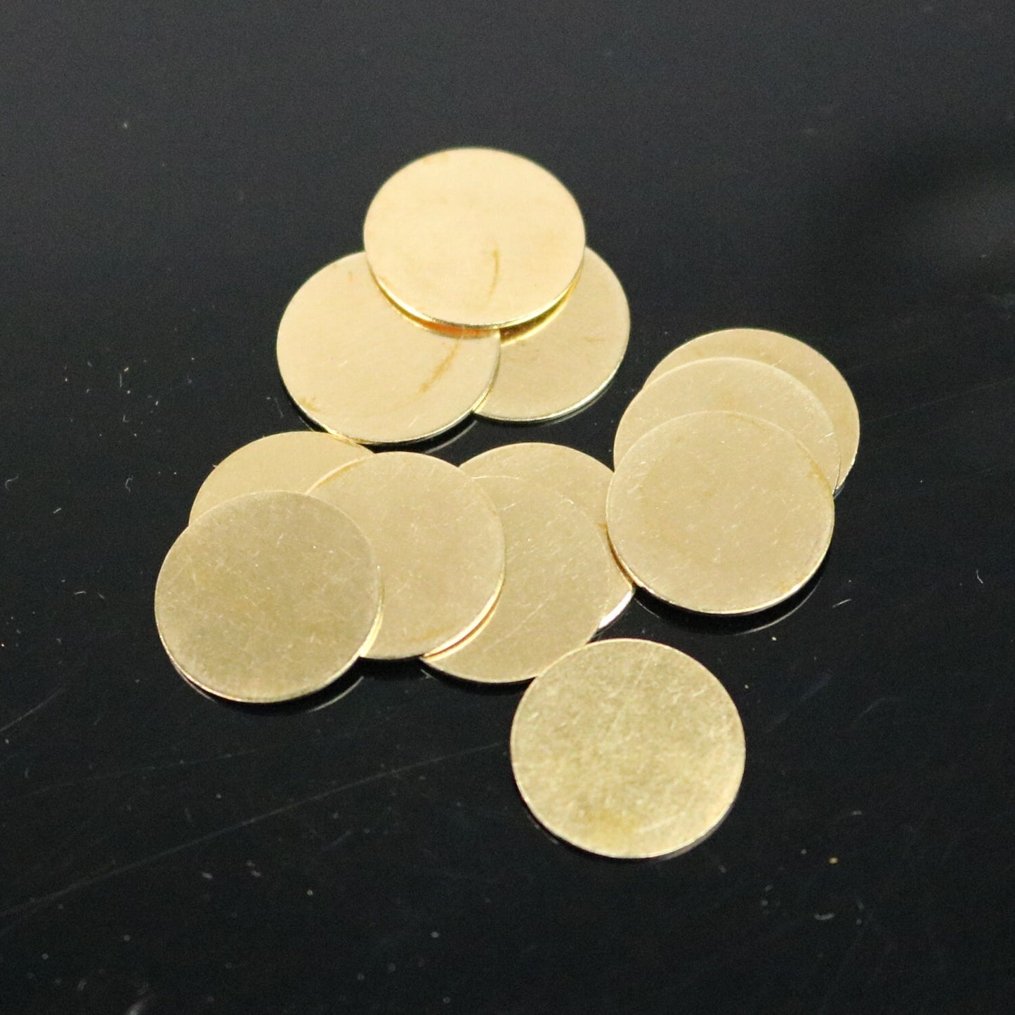 10 pcs BRASS Blanks Disc - 3/4 inch (18mm) 0.5mm 24G 24 Gauge thickness no Hole RAW Brass Gold Stamping Blanks - Metal Flat Discs Tags