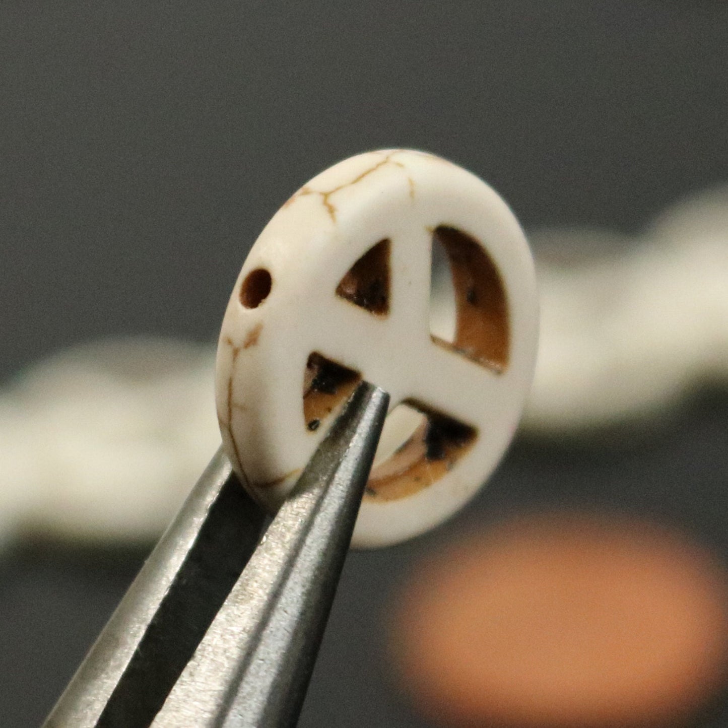 27pcs Howlite Turquoise PEACE Sign Beads Ivory - 15mm 3.6mm thickness - Ship from California USA