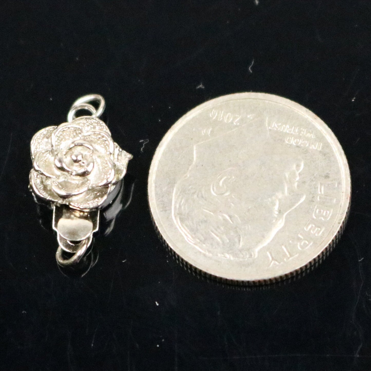 10 sets Box Clasp - Rhodium Plated Filigree Rose Box Clasp - 14x9mm - Ship from California USA - BC202