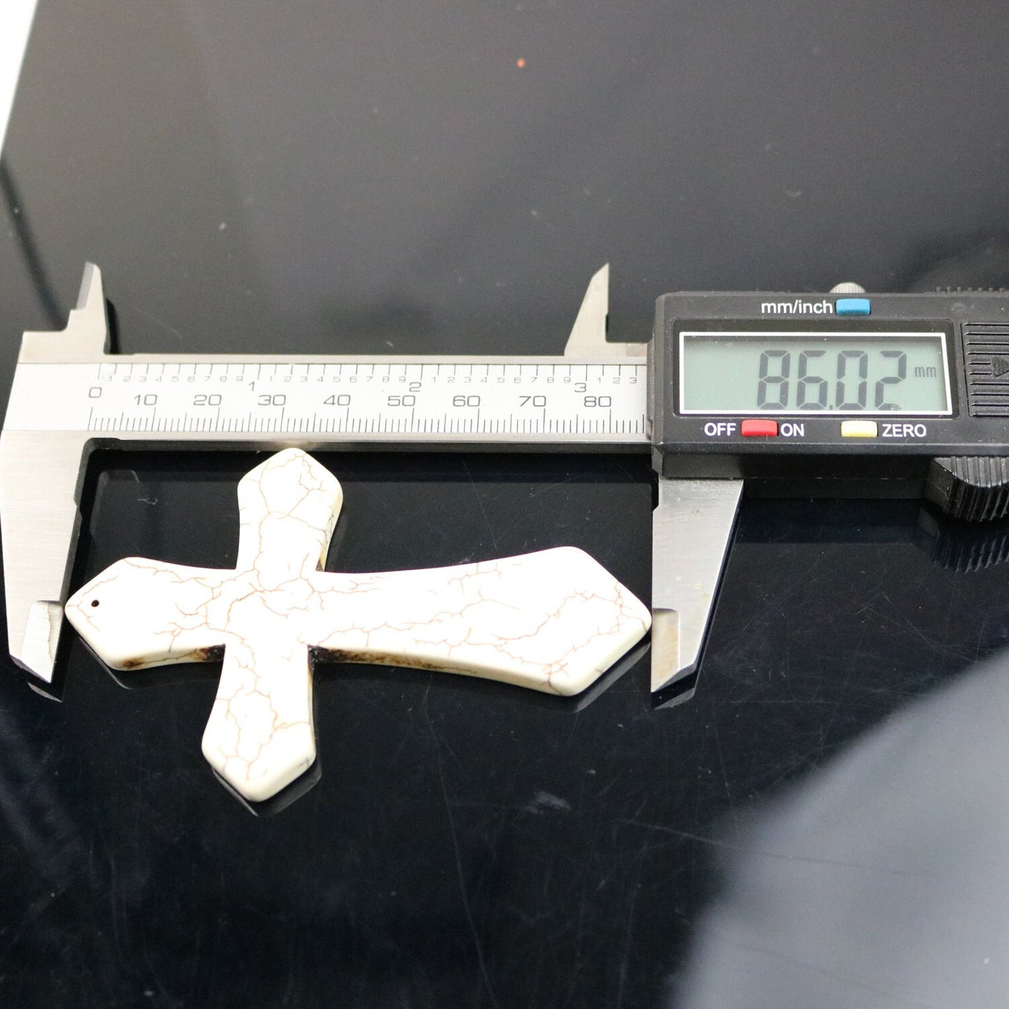 1 pcs Cross Pendant - Howlite Turquoise HUGE CROSS Pendant - 86x56mm 6.5mm thickness