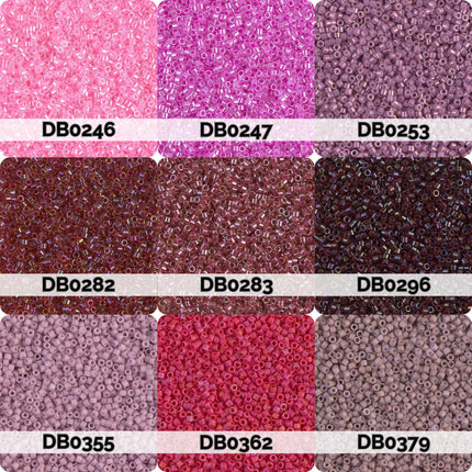 nine different colored beads, each with a unique label, arranged in a 3x3 grid.