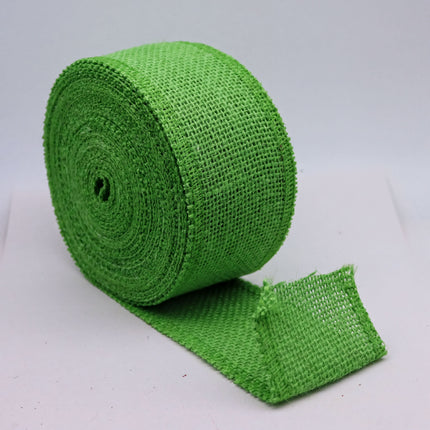 A roll of bright green burlap or twine is shown in the image.