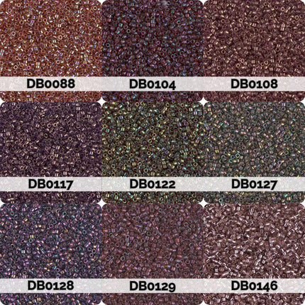 nine different colored beads, each with a unique pattern and color, arranged in a 3x3 grid.