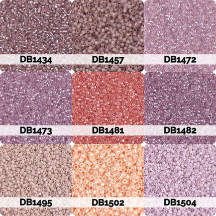 nine different colored beads, each with a unique label, arranged in a 3x3 grid.