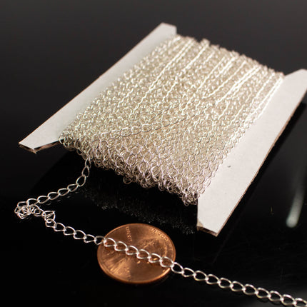 925 Sterling Silver Curb Extender Chain: 4x2.5mm