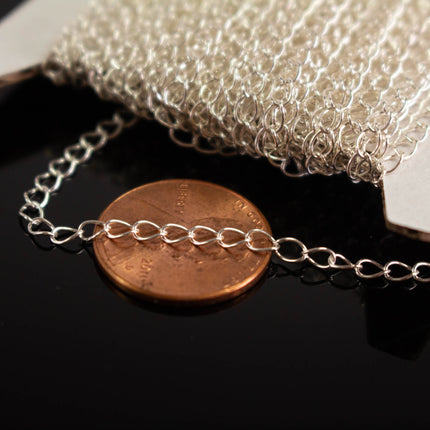925 Sterling Silver Curb Extender Chain: 4x2.5mm