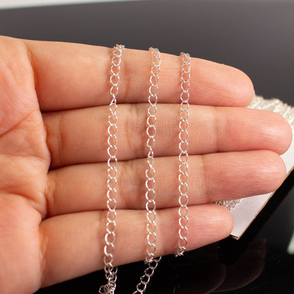 925 Sterling Silver Curb Extender Chain: 4x2.5mm