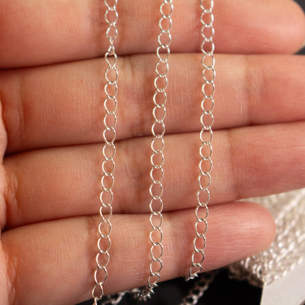 925 Sterling Silver Curb Extender Chain: 4x2.5mm