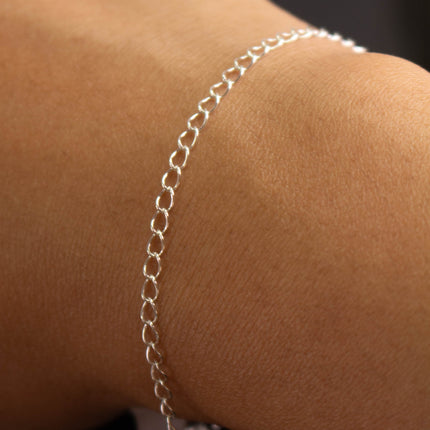 925 Sterling Silver Curb Extender Chain: 4x2.5mm