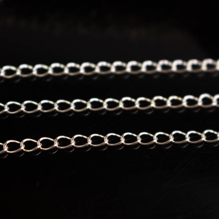 925 Sterling Silver Curb Extender Chain: 4x2.5mm