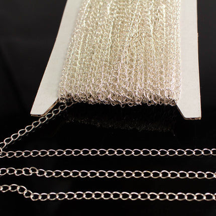 925 Sterling Silver Curb Extender Chain: 4x2.5mm