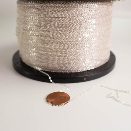 925 Sterling Silver Tiny Flat Cable Chain: 1.6x1.25mm
