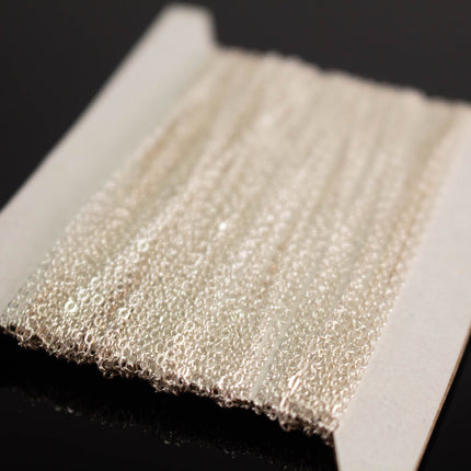 925 Sterling Silver Tiny Flat Cable Chain: 1.6x1.25mm