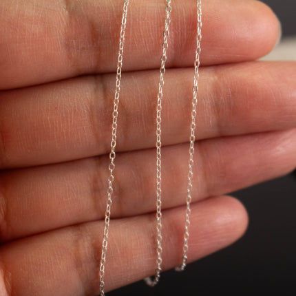 925 Sterling Silver Tiny Flat Cable Chain: 1.6x1.25mm