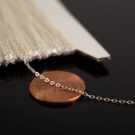 925 Sterling Silver Tiny Flat Cable Chain: 1.6x1.25mm