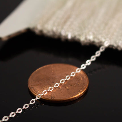 925 Sterling Silver Tiny Flat Cable Chain: 1.6x1.25mm