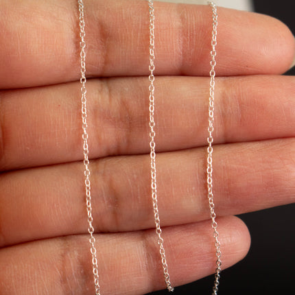 925 Sterling Silver Tiny Round Cable Chain: 1.6x1.2mm