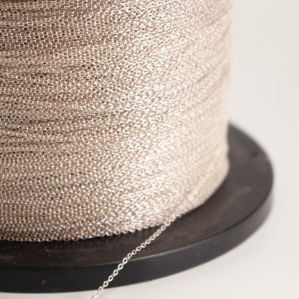 925 Sterling Silver Tiny Round Cable Chain: 1.6x1.2mm