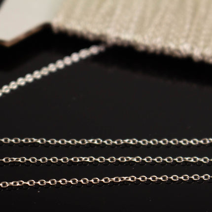 925 Sterling Silver Tiny Round Cable Chain: 1.6x1.2mm